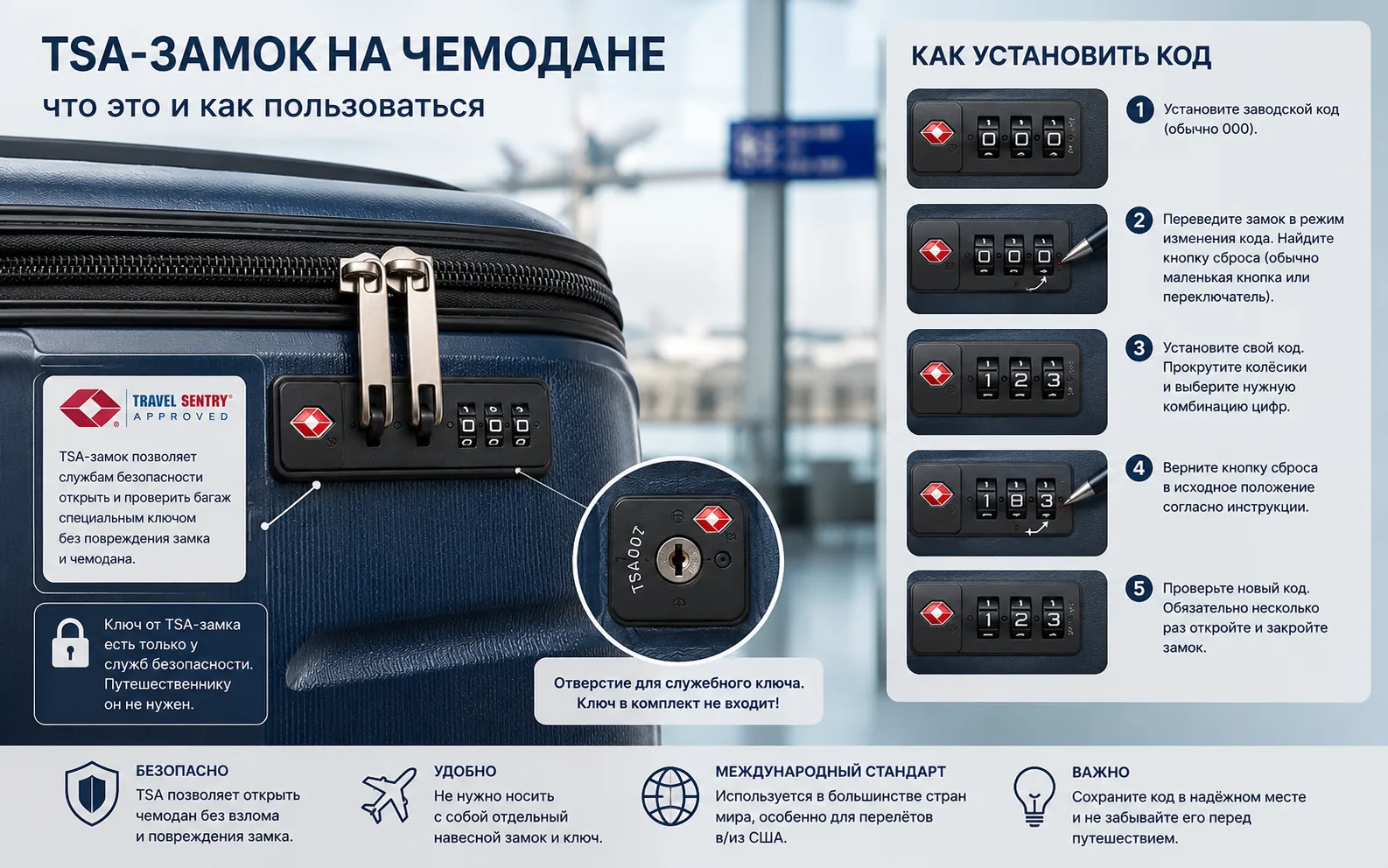 Что такое TSA-замок на чемодане и как им пользоваться